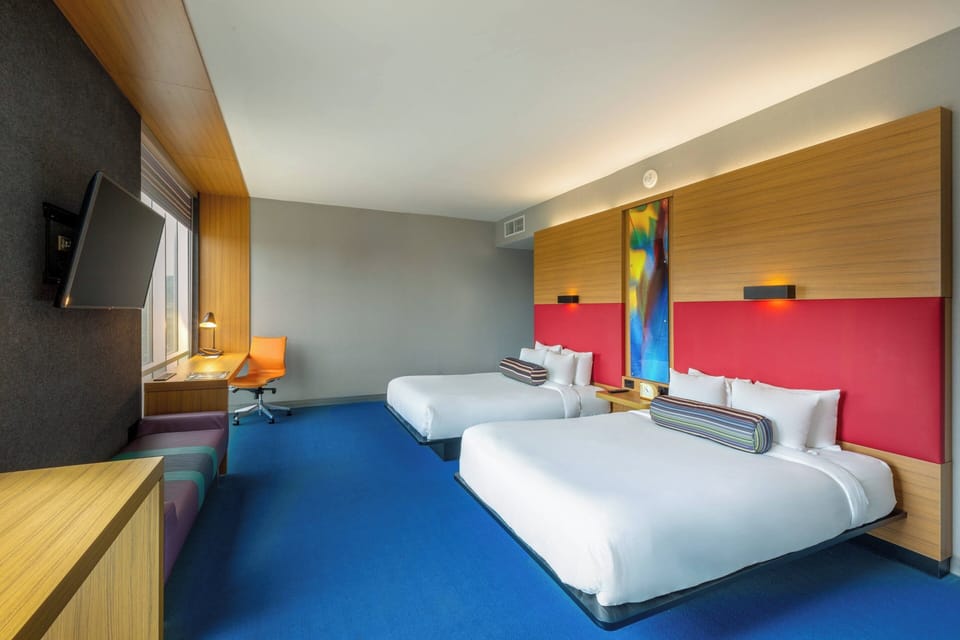 aloft, Room, 2 Double Beds | Premium bedding, in-room safe, desk, blackout drapes