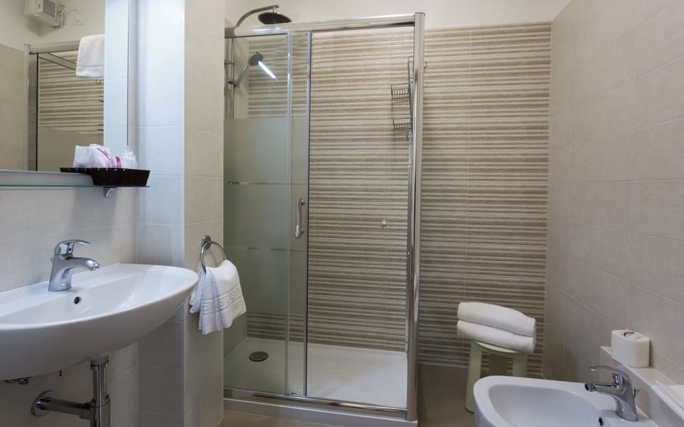 Rainfall showerhead, free toiletries, hair dryer, bidet