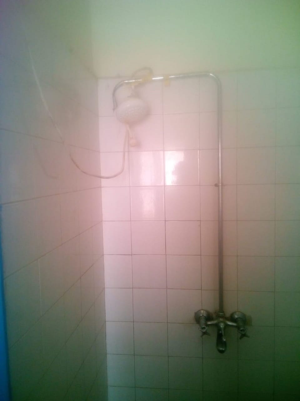 Shower, rainfall showerhead, towels