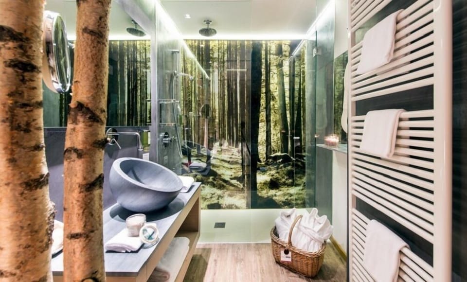 Shower, eco-friendly toiletries, hair dryer, bathrobes