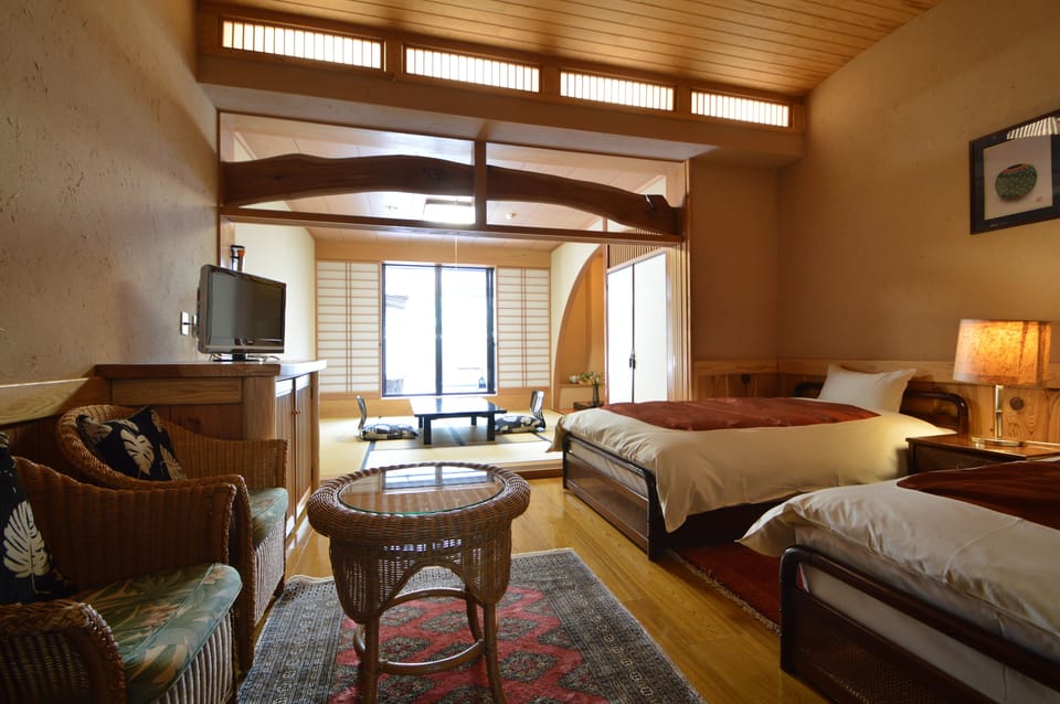 Superior Japanese-Western Style Room with Open-air Bath | In-room safe, free WiFi, bed sheets