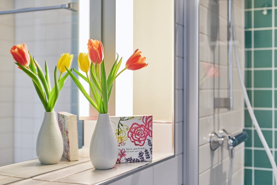 Comfort Double Room | Bathroom | Shower, hair dryer, slippers, towels