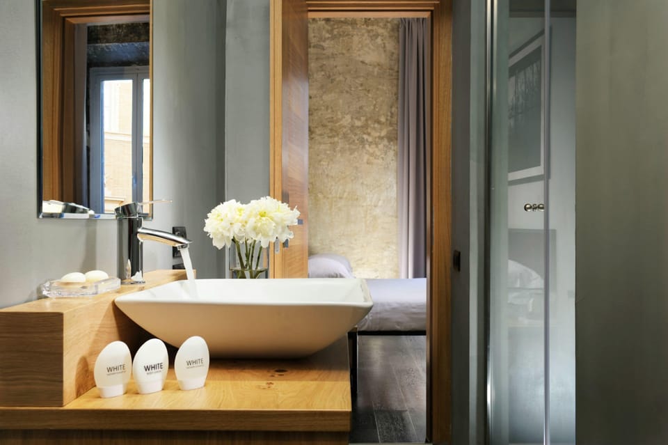 Deluxe Double Room, 1 Queen Bed | Bathroom | Shower, rainfall showerhead, designer toiletries, hair dryer