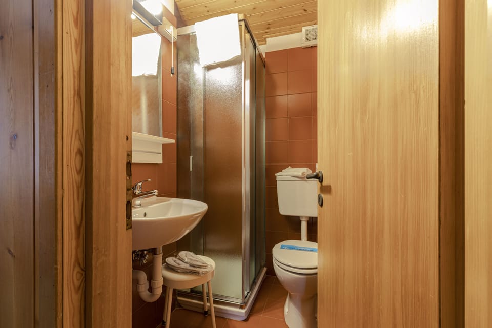 Shower, free toiletries, hair dryer, slippers