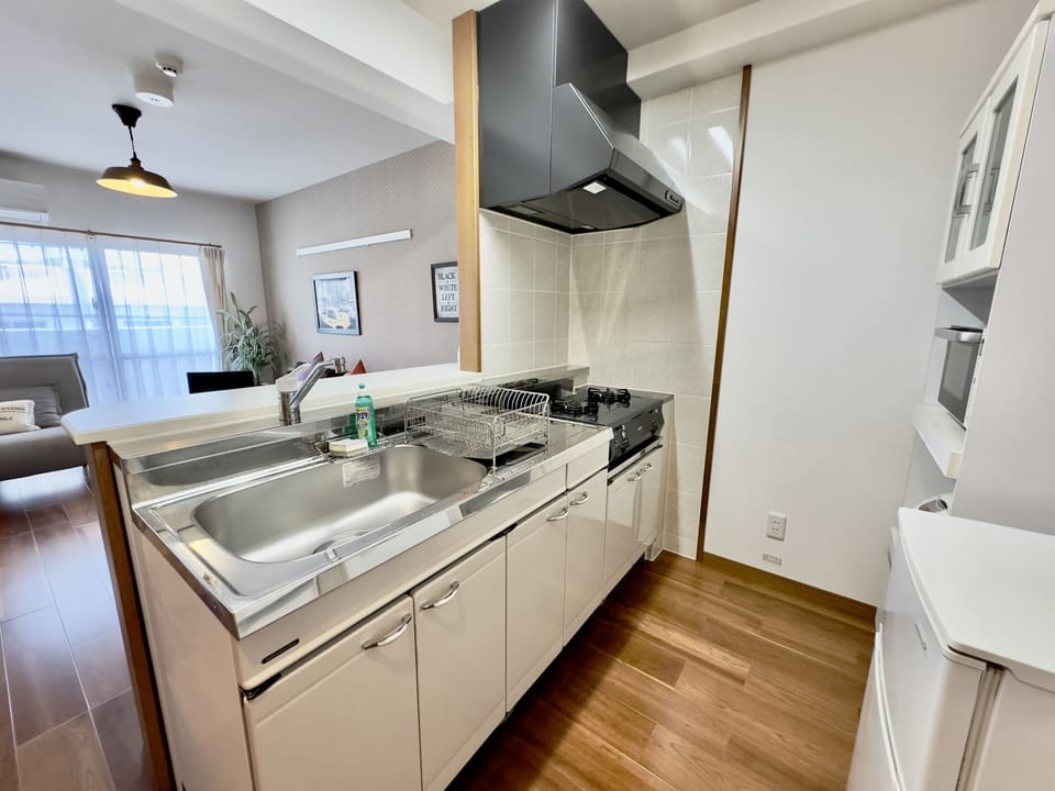 Apartment | Private kitchen | Fridge, microwave, stovetop, electric kettle