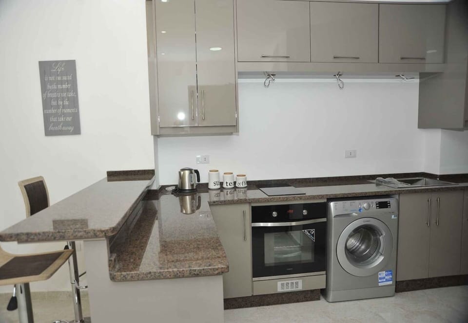 Apartment | Private kitchen | Fridge, microwave, oven, stovetop