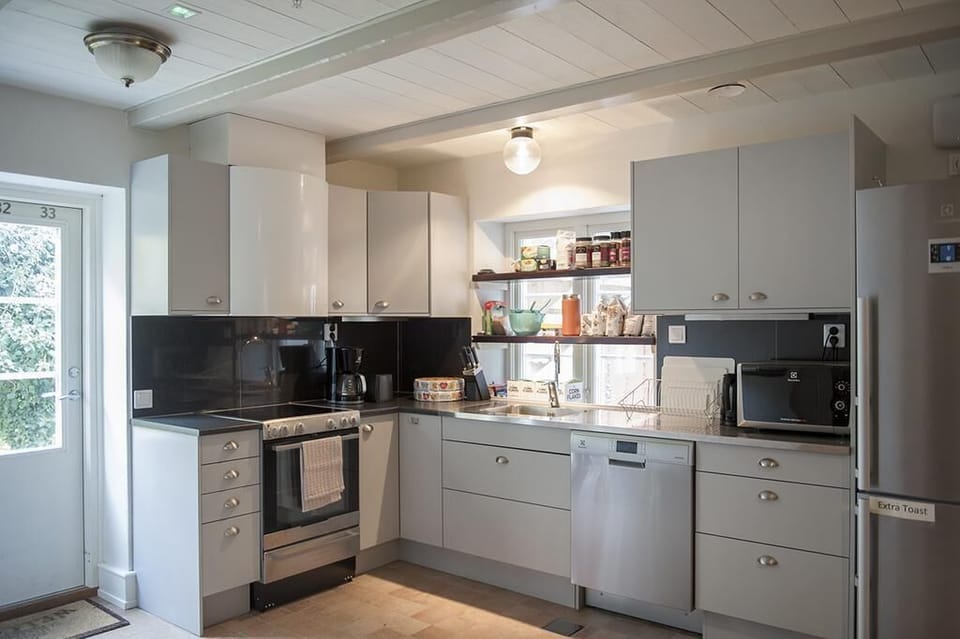 Shared fridge, microwave, coffee/tea maker