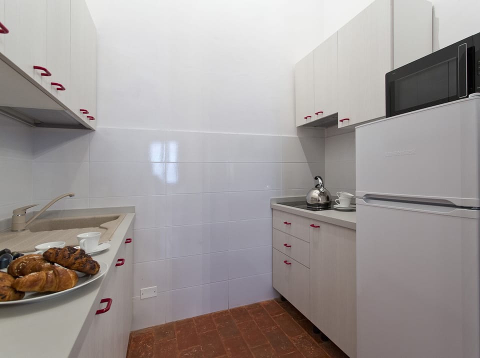 Full-size fridge, microwave, oven, stovetop