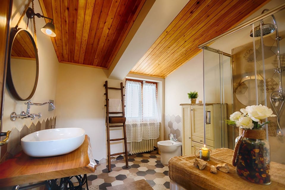 Shower, free toiletries, hair dryer, bidet