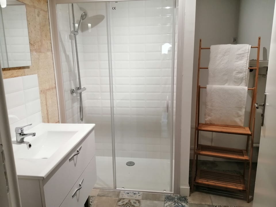 Comfort Apartment | Bathroom | Shower, hydromassage showerhead, free toiletries, hair dryer