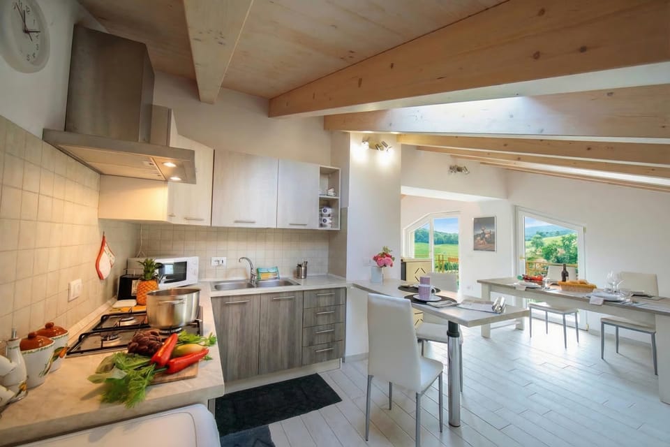 Family Apartment, 2 Bedrooms, Balcony, Lakeside (Silver Lake Apartment) | Private kitchen | Full-size fridge, microwave, oven, stovetop