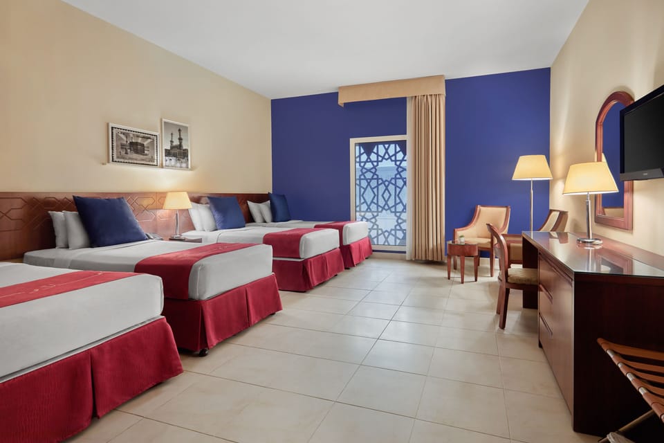 Select Comfort beds, minibar, in-room safe, desk