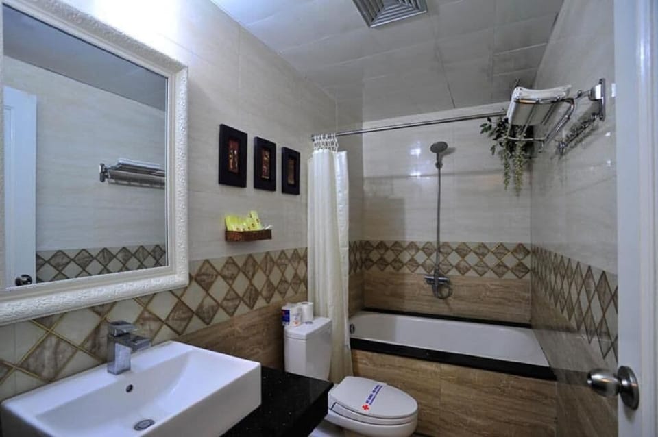Shower, hydromassage showerhead, designer toiletries, hair dryer