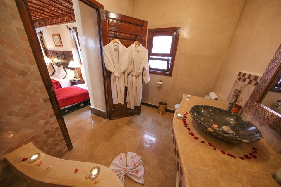 Shower, free toiletries, hair dryer, bathrobes