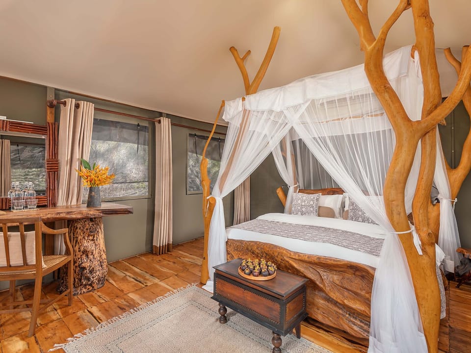 Luxury Tent All Inclusive with One Shared Safari Drive | Egyptian cotton sheets, premium bedding, pillowtop beds, minibar