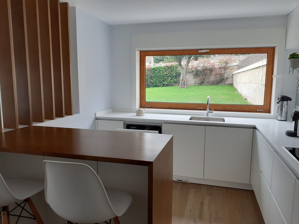 Full-size fridge, microwave, oven, stovetop