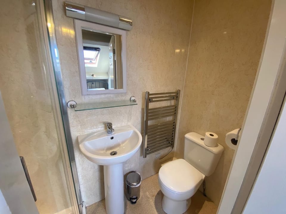 Twin Room | Bathroom | Shower, free toiletries, hair dryer, towels