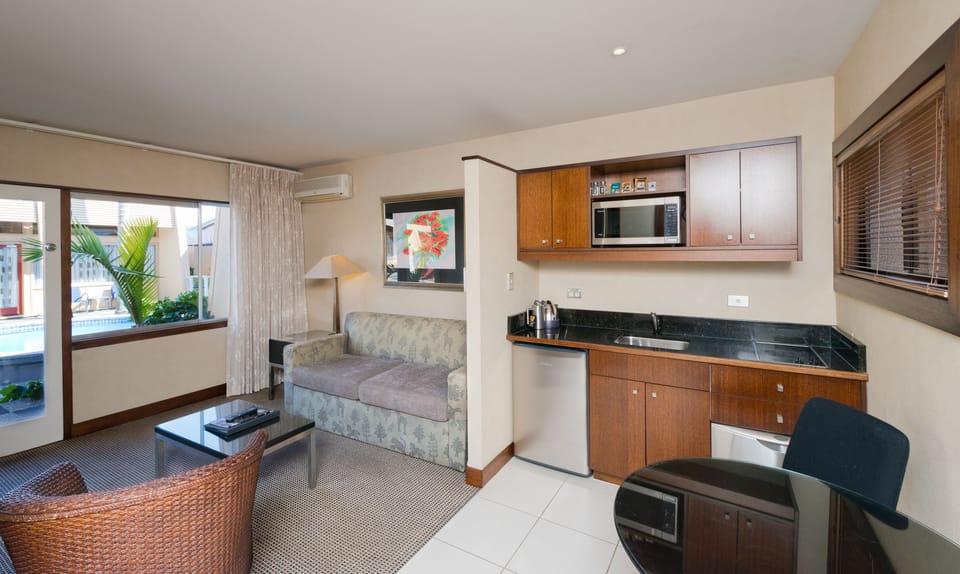 Fridge, microwave, coffee/tea maker
