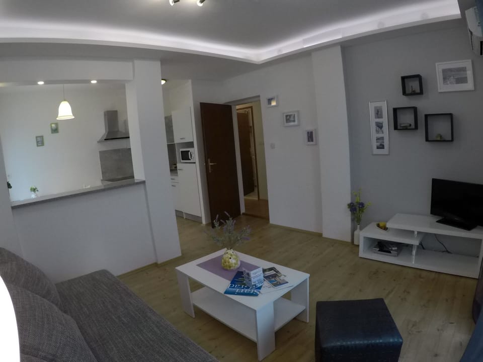 Apartment, 1 Bedroom, Accessible, Smoking | Living room | TV