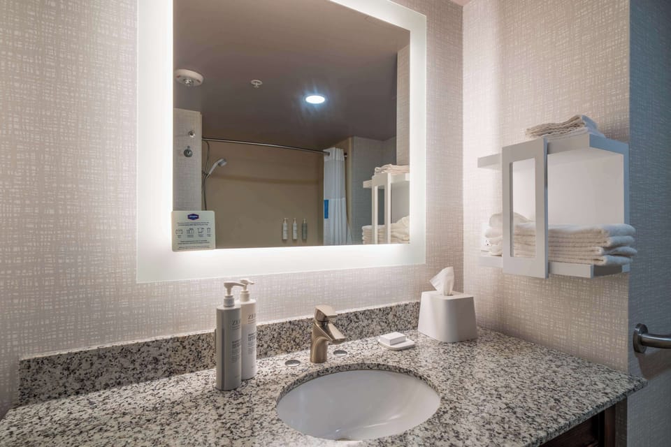 Hair dryer, towels