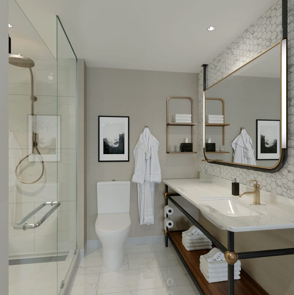 Eco-friendly toiletries, hair dryer, bathrobes, slippers