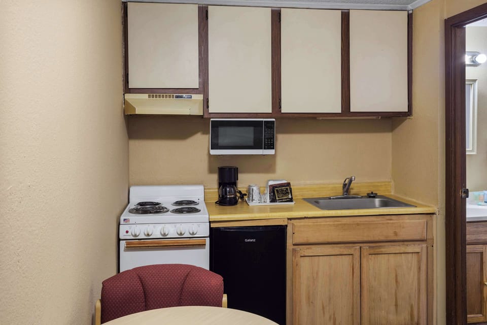 Mini-fridge, microwave, coffee/tea maker