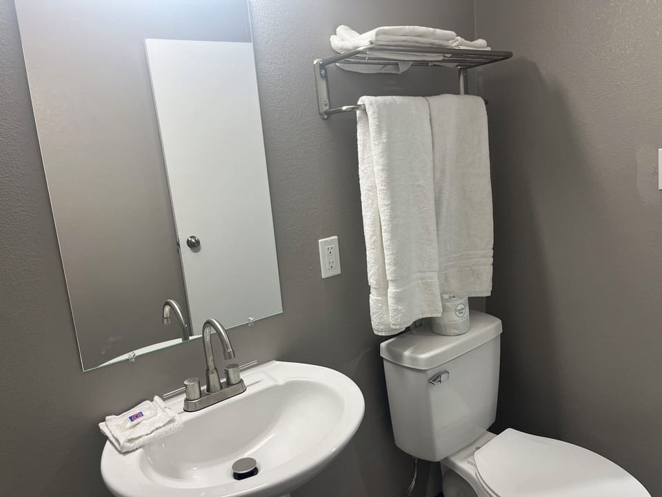 Combined shower/tub, hair dryer (on request), towels
