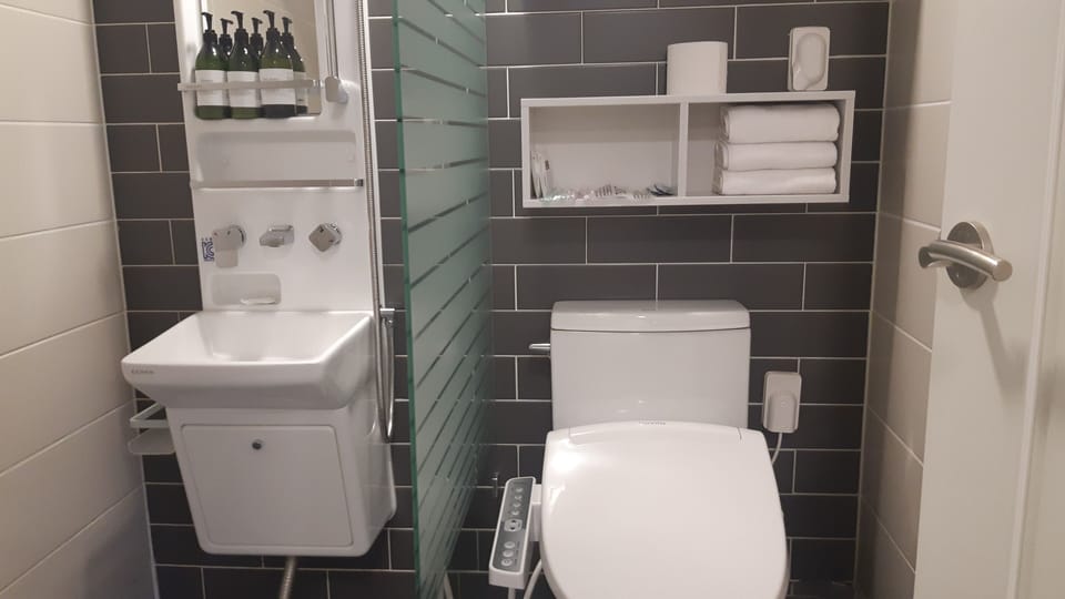 Double Twin Room | Bathroom | Shower, free toiletries, hair dryer, slippers