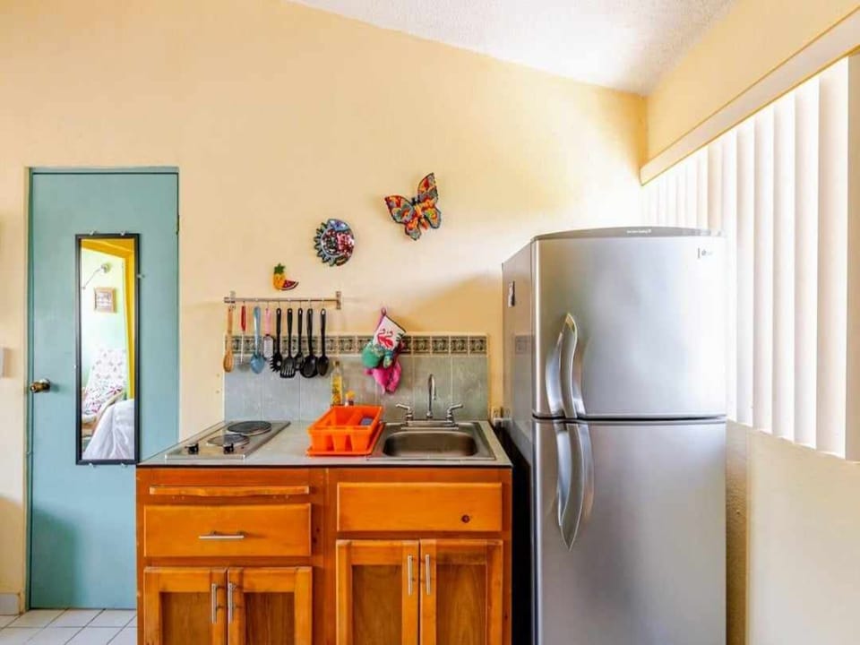 Apartment, 1 Bedroom, Smoking, Patio | Private kitchen | Fridge, microwave, coffee/tea maker, cookware/dishes/utensils