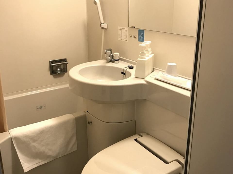 Combined shower/tub, free toiletries, hair dryer, bathrobes