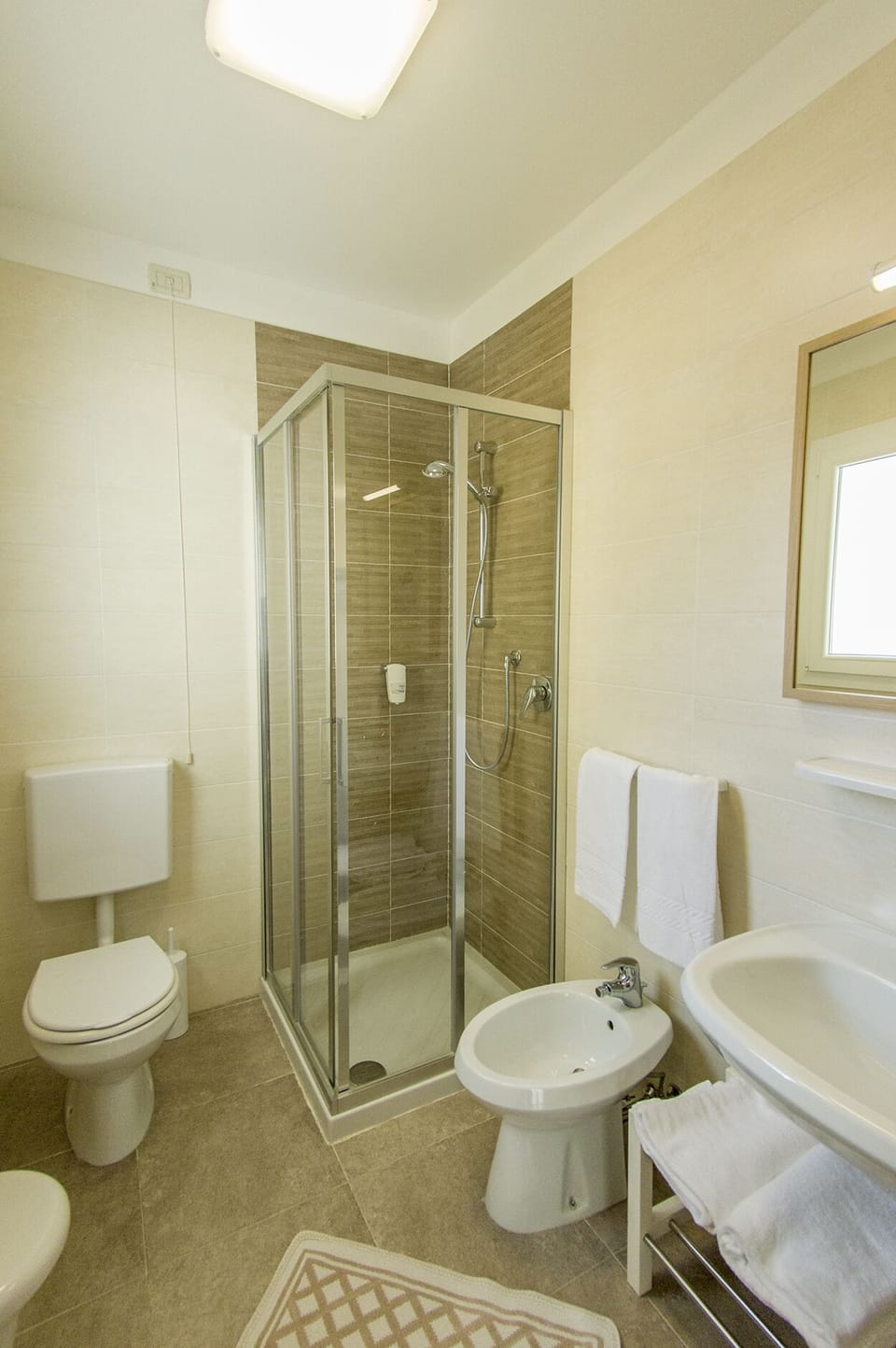 Shower, free toiletries, hair dryer, bidet