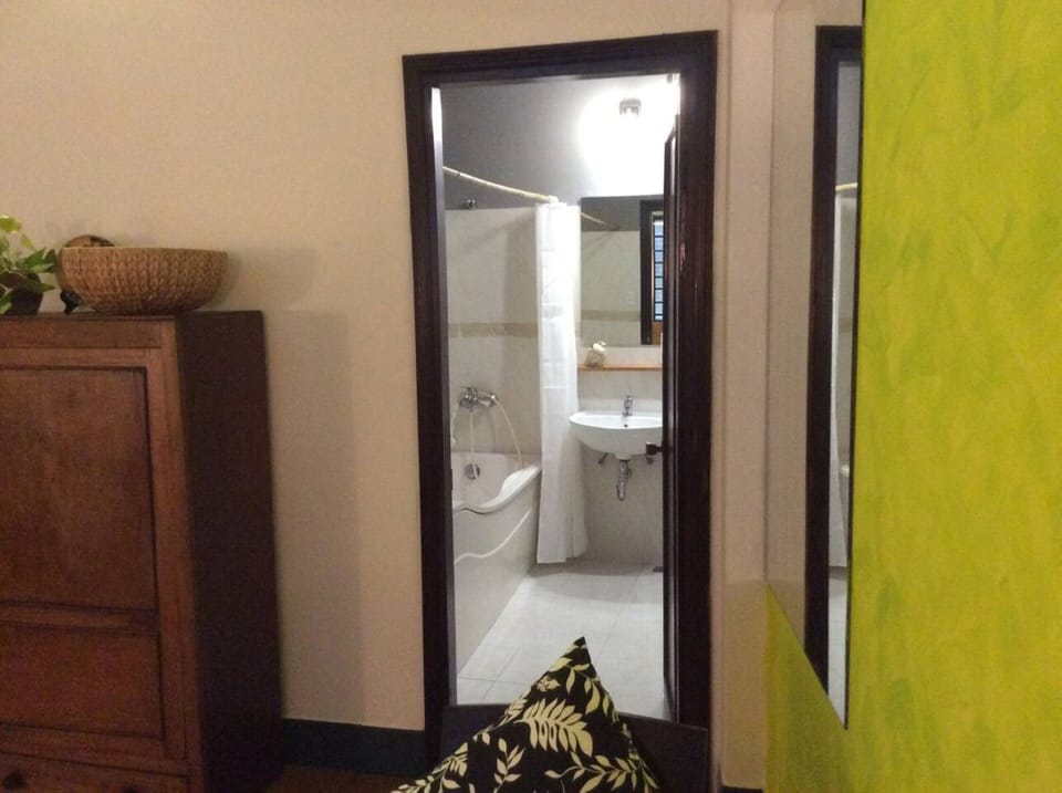Shower, free toiletries, hair dryer, slippers