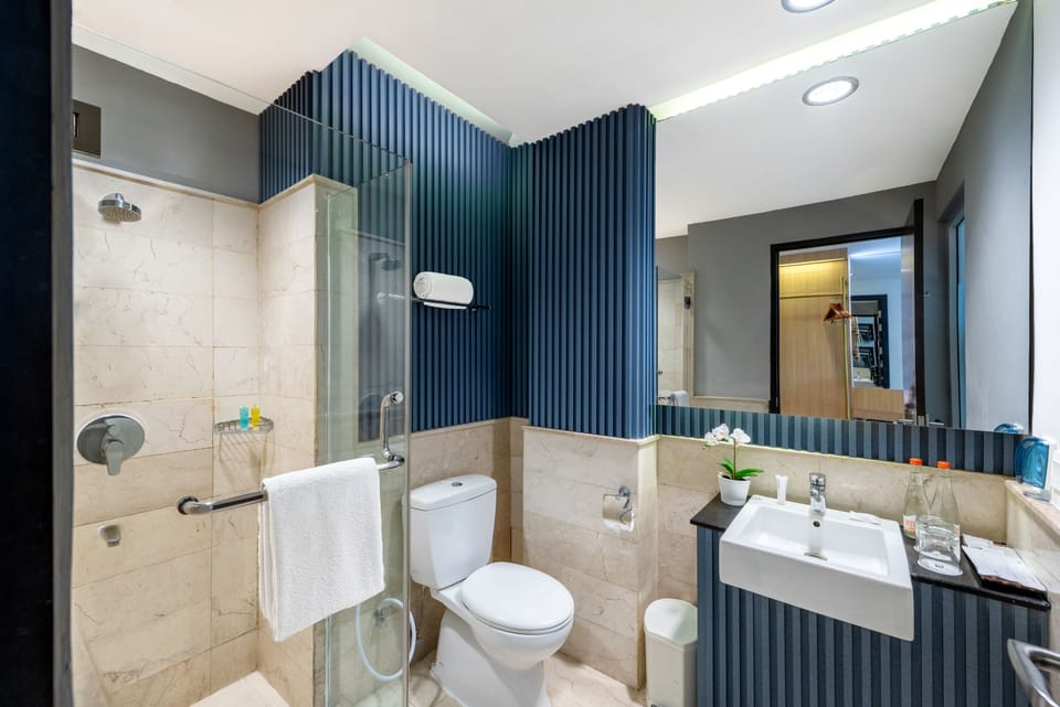 Deluxe Room | Bathroom | Free toiletries, bathrobes, slippers, towels