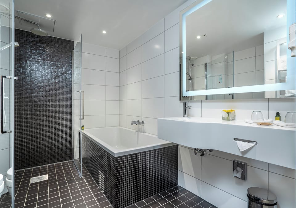 Eco-friendly toiletries, hair dryer, bathrobes, slippers