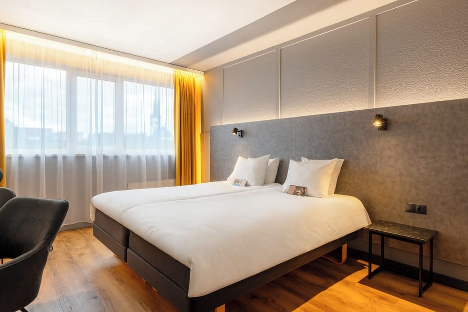 Premium Double or Twin Room, City View | Desk, laptop workspace, blackout drapes, free WiFi