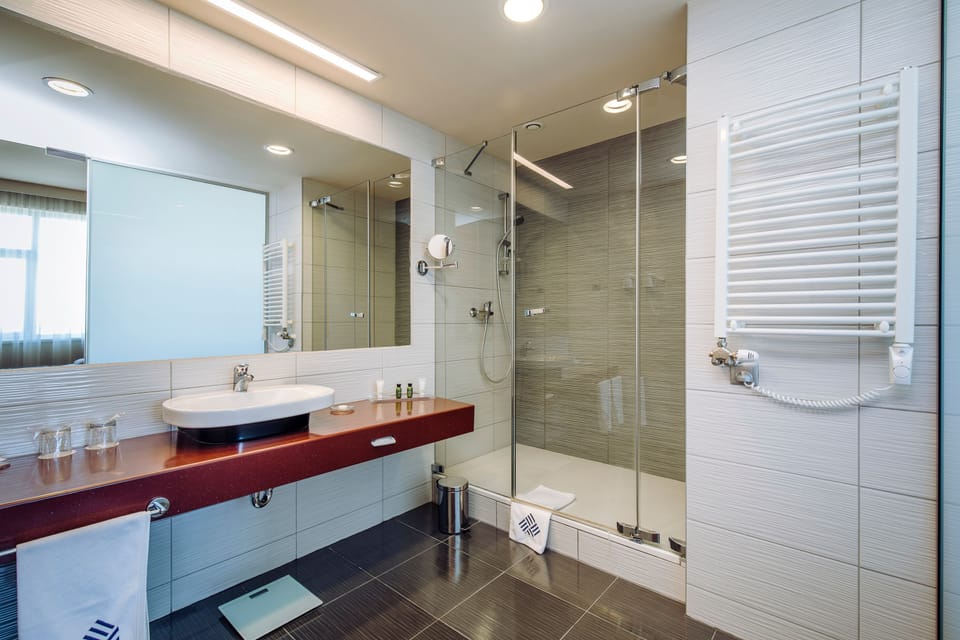 Executive Suite Stadium View | Bathroom | Shower, hair dryer, bathrobes, slippers