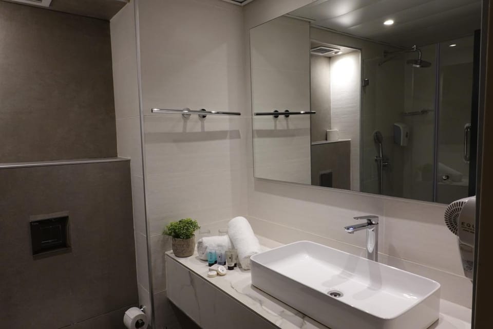 Bathtub, free toiletries, hair dryer, slippers