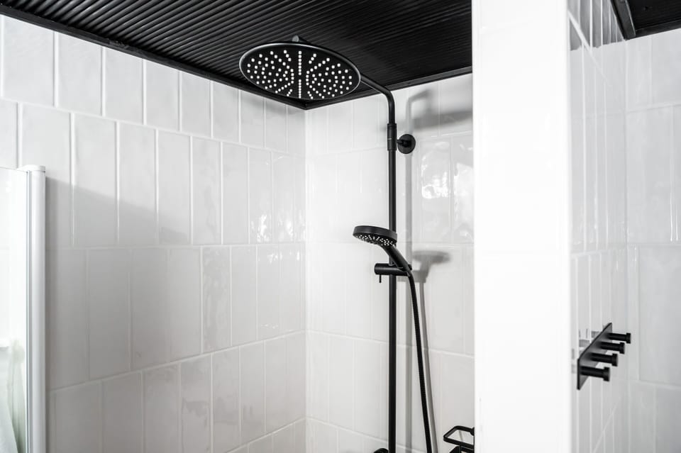 Rainfall showerhead, hair dryer, bidet, heated floors