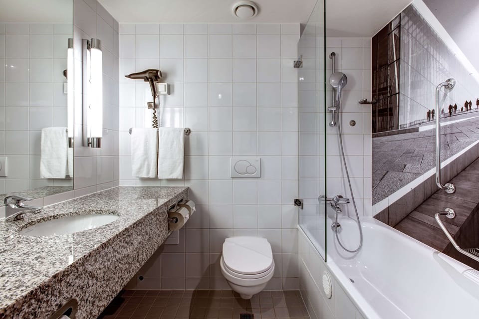 Free toiletries, hair dryer, towels