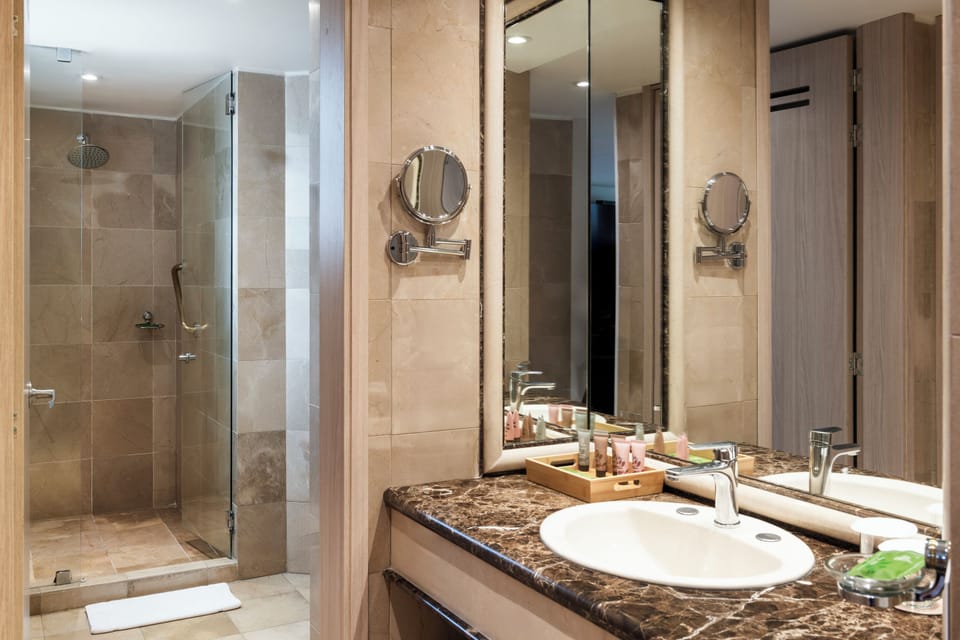 Premium Twin Room, 2 Queen Beds | Bathroom | Shower, rainfall showerhead, free toiletries, hair dryer
