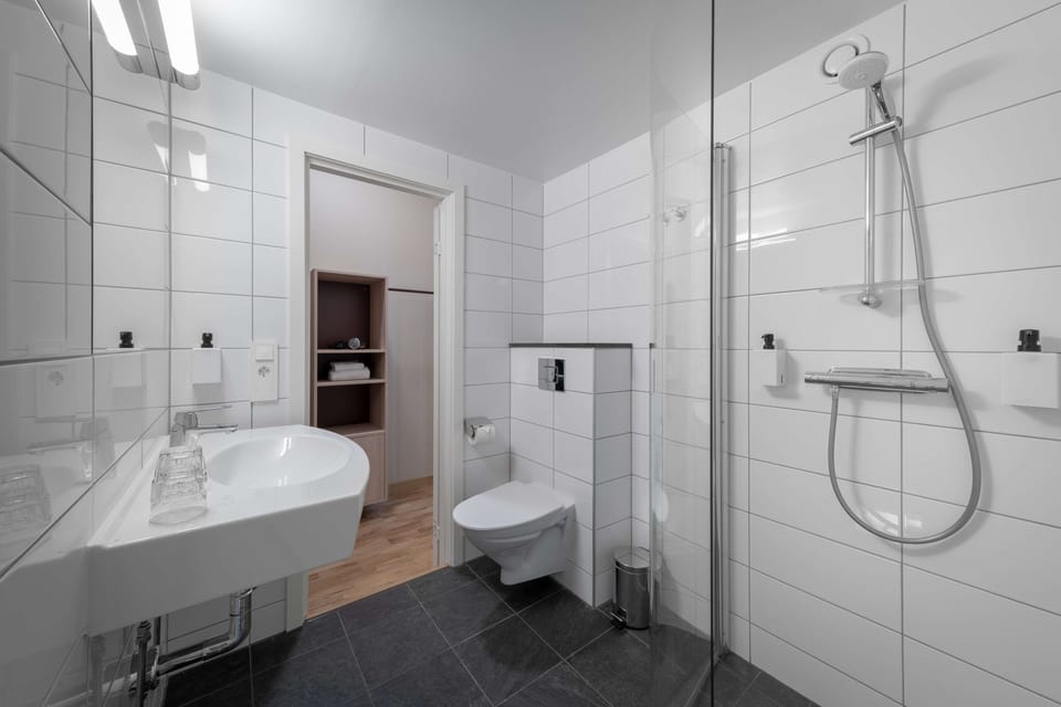 Free toiletries, hair dryer, towels