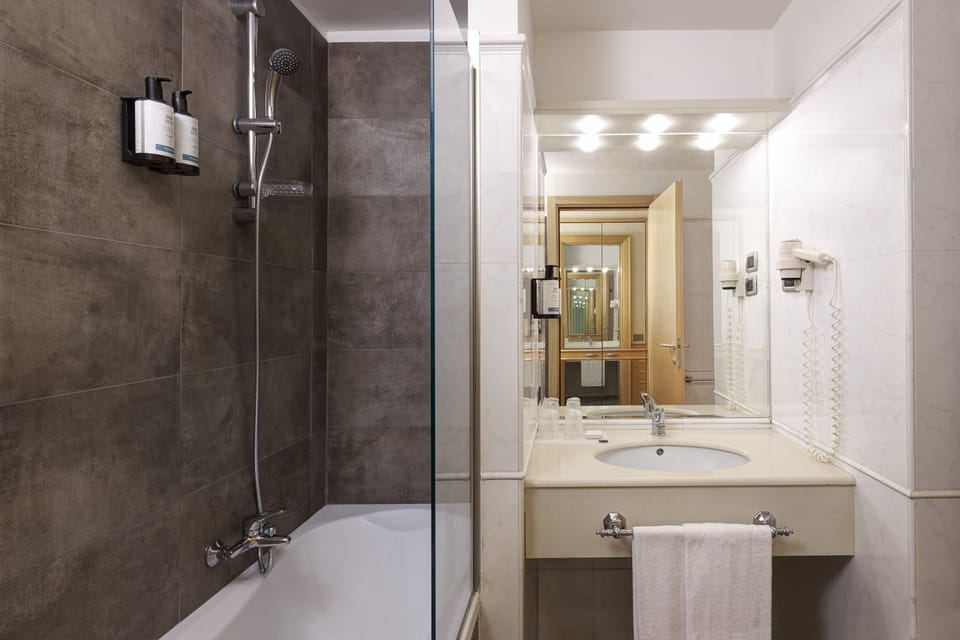 Free toiletries, hair dryer, bidet, towels