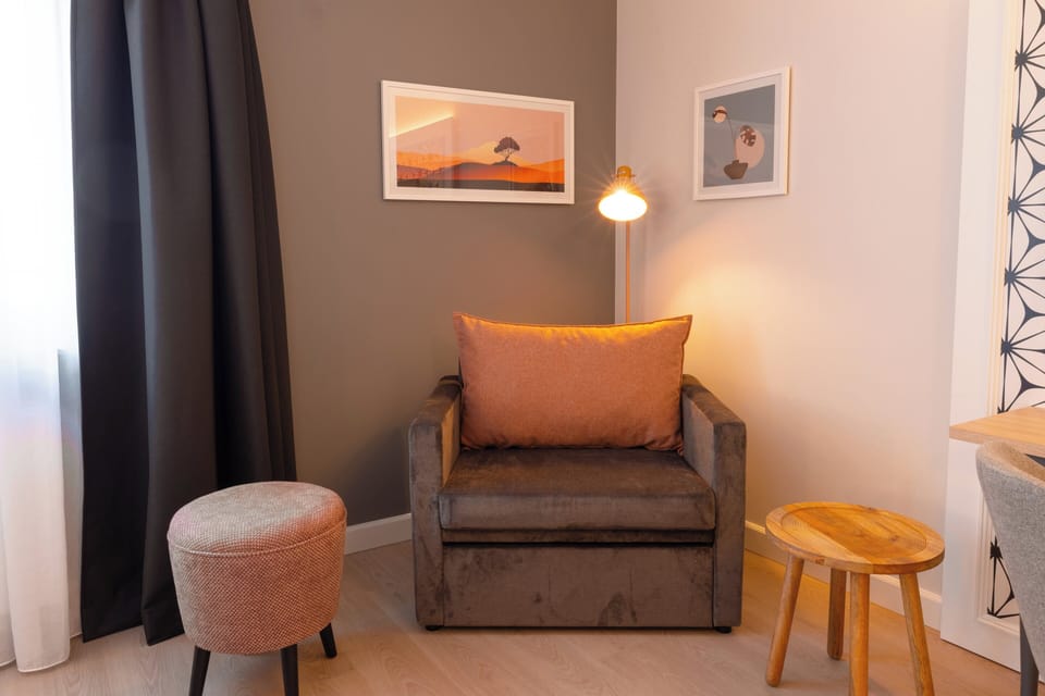 Standard Room, 1 Queen Bed with Sofa bed (Up to 3 Adults) | Hypo-allergenic bedding, desk, laptop workspace, blackout drapes