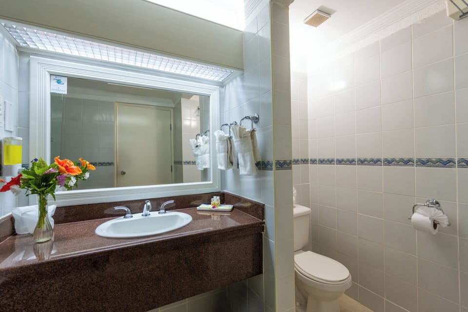 Deluxe Room, 1 King Bed, Pool View | Bathroom | Free toiletries, hair dryer, towels