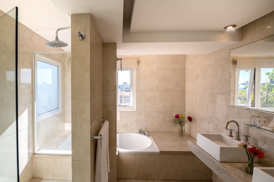 Suite | Bathroom | Combined shower/tub, eco-friendly toiletries, hair dryer, towels