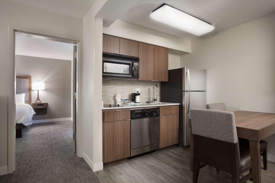 Fridge, microwave, coffee/tea maker