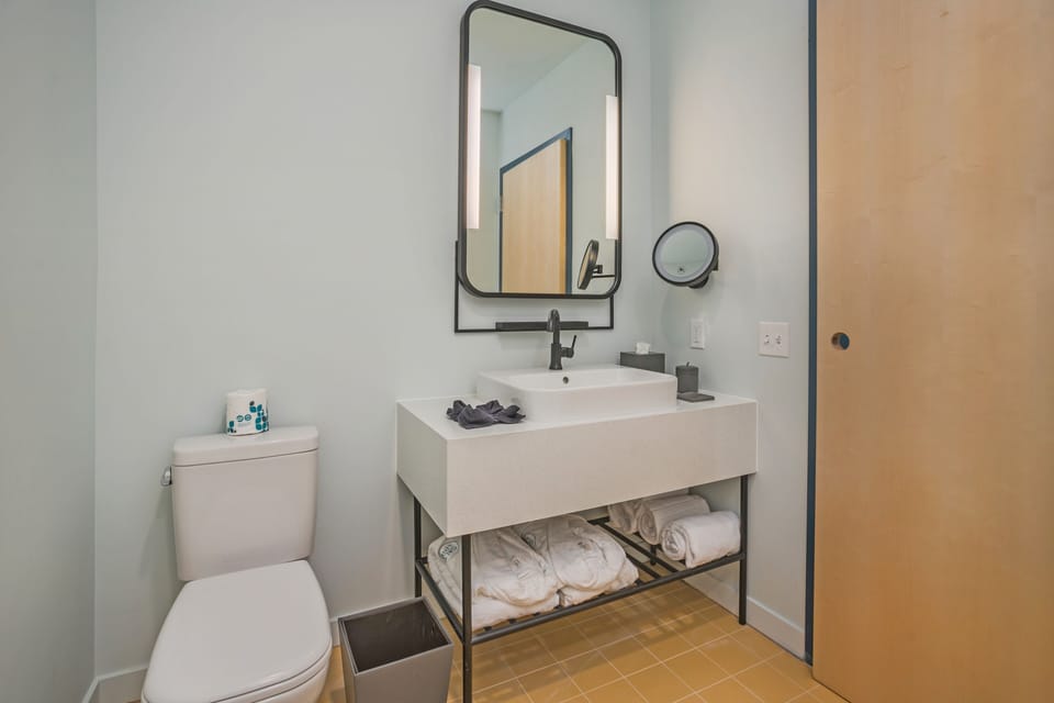 Free toiletries, hair dryer, towels