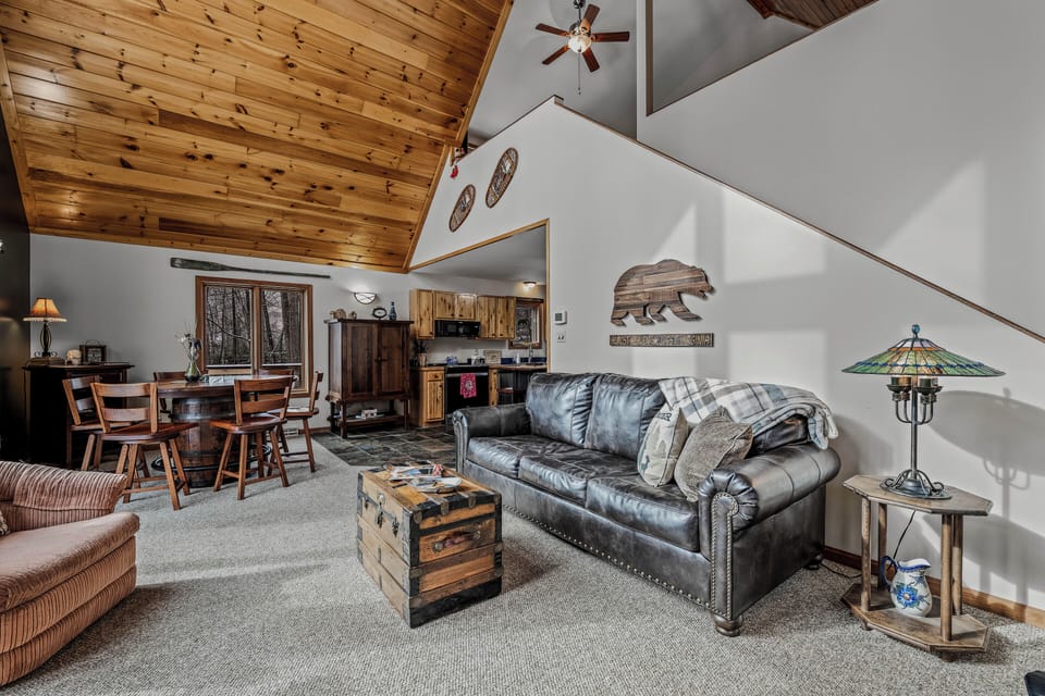 House, Multiple Beds (Sqyrls Nest - 3BR Retreat With a Hot ) | Living area | Fireplace