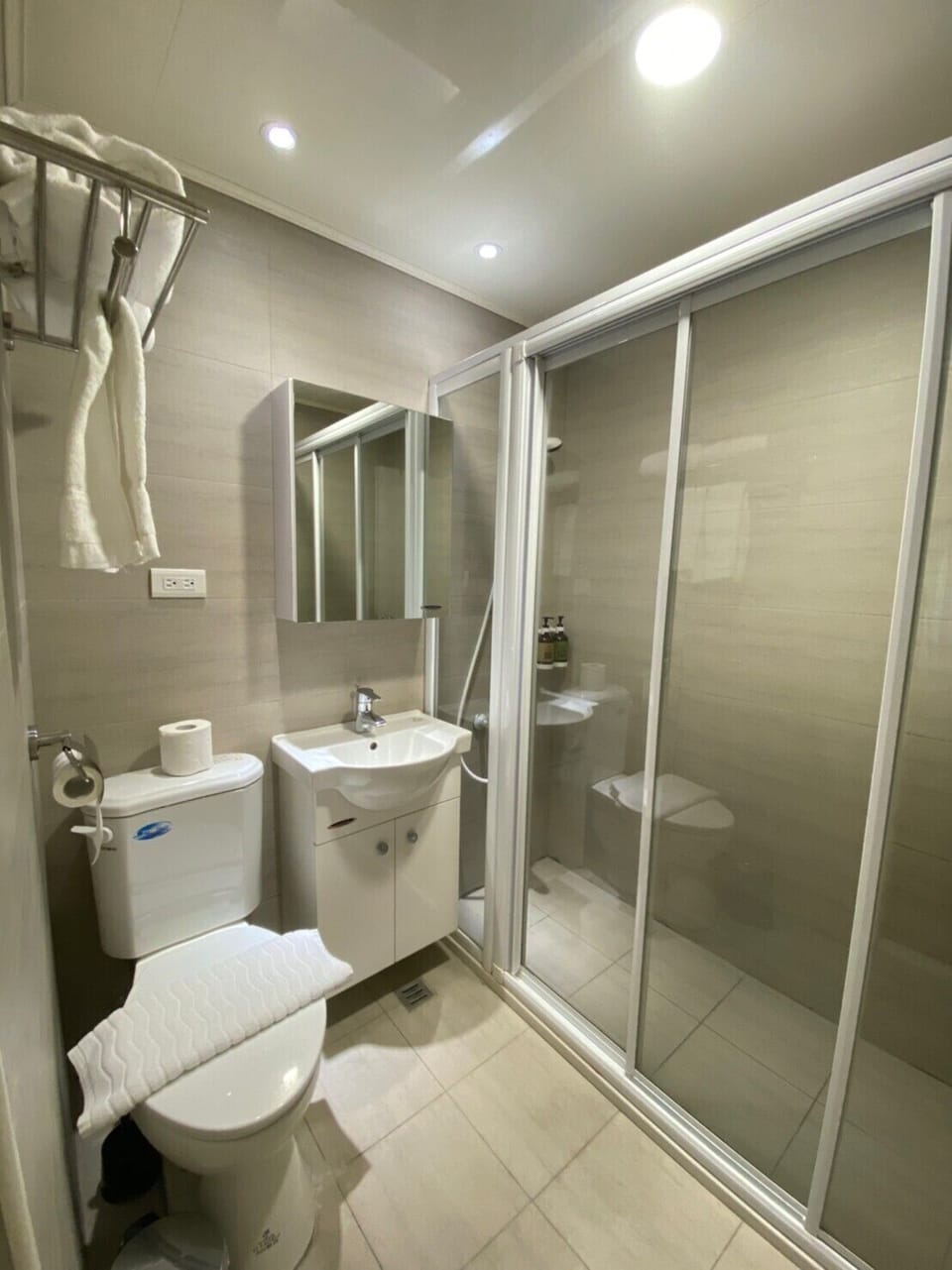 Shower, hair dryer, slippers, electronic bidet