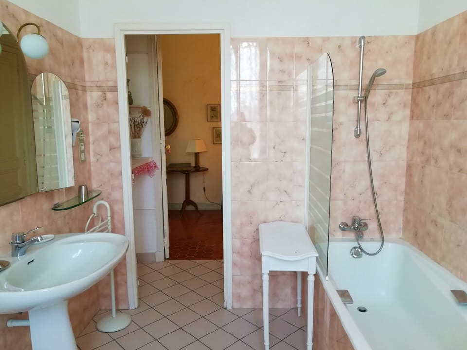 Suite (Lavande) | Bathroom | Hair dryer, towels, soap, shampoo
